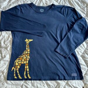 Life is Good Navy Blue Giraffe Shirt XL